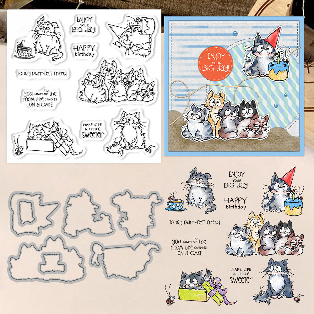 Birthday Cats Dies & Stamps Set