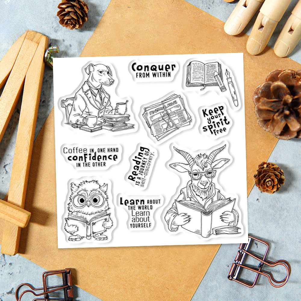 Animal Reading Clear Stamps