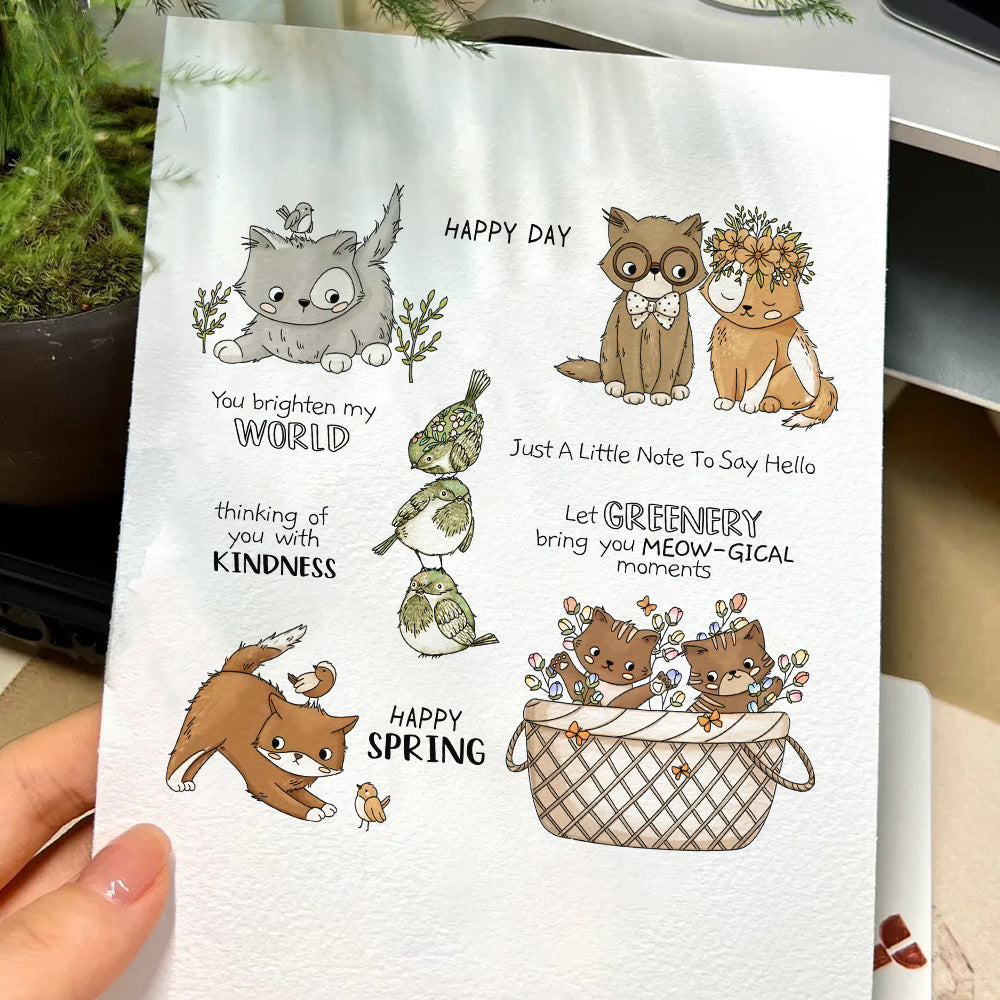Kitten and Bird Dies & Stamps Set