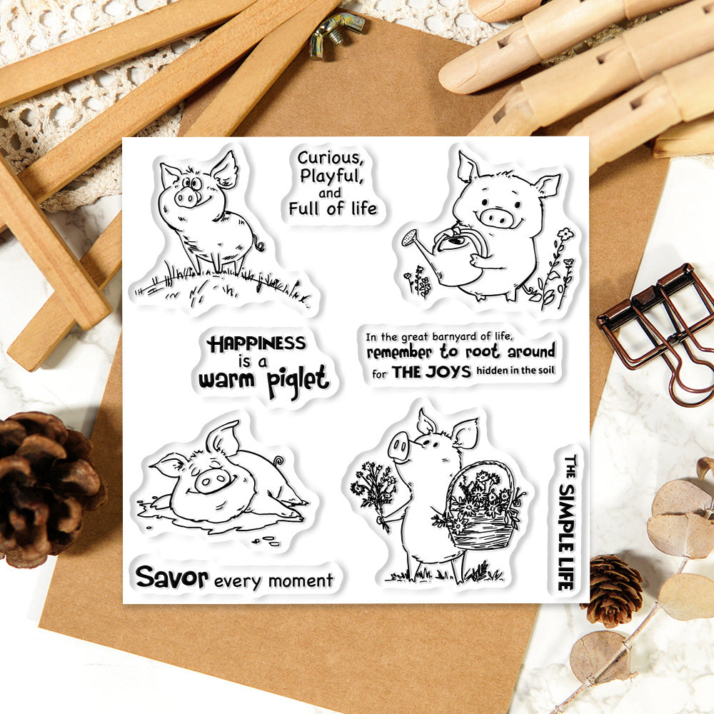 Cartoon Pig Life Clear Stamps