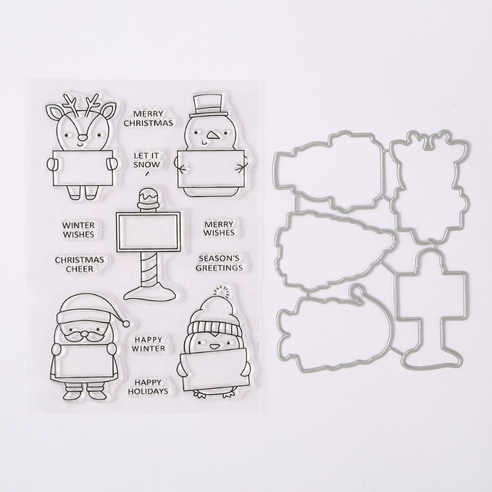 Winter Animals Message Board Dies & Stamps Set