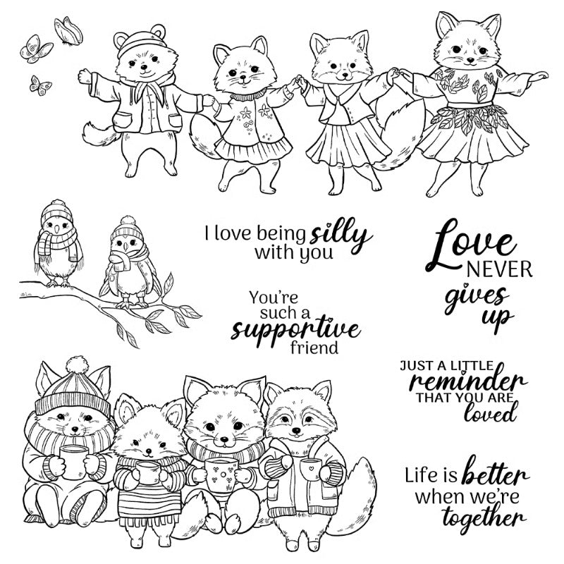 Cute Cartoon Foxs Dies & Stamps Set