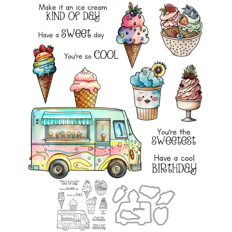 Summer Cool Ice Cream Truck Dies & Stamps Set