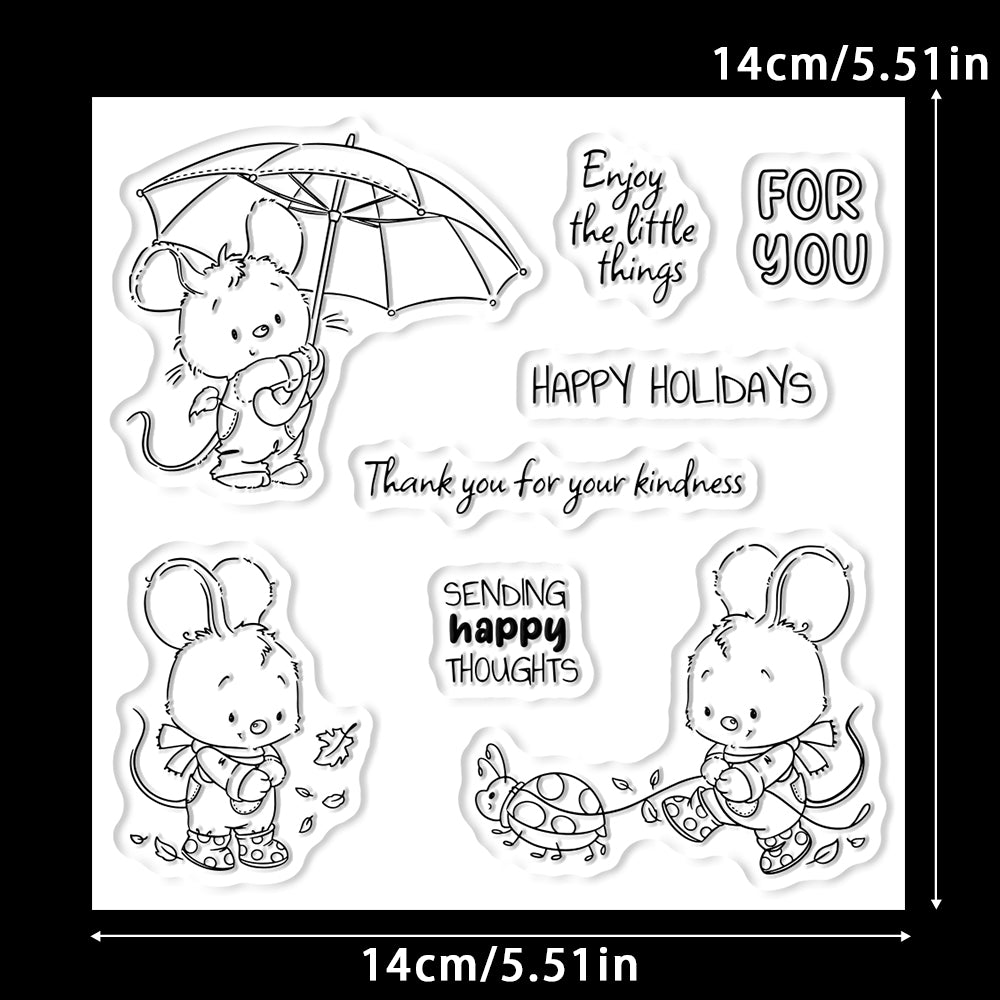 Cartoon Little Mouse Dies & Stamps Set