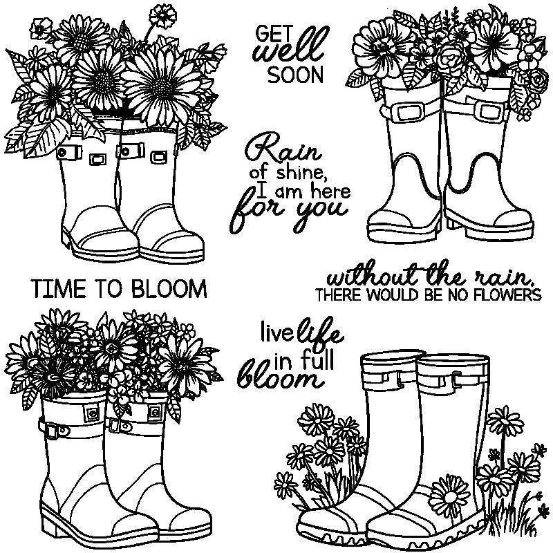 Sunflowers In Rain Boots Clear Stamps