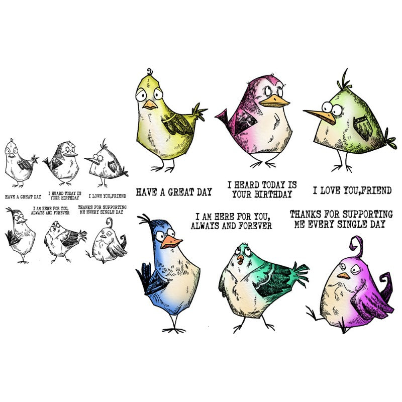 Colorful Birds Dies & Stamps Set