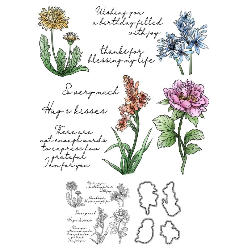 Various Flowers Blooming In Spring Dies & Stamps Set