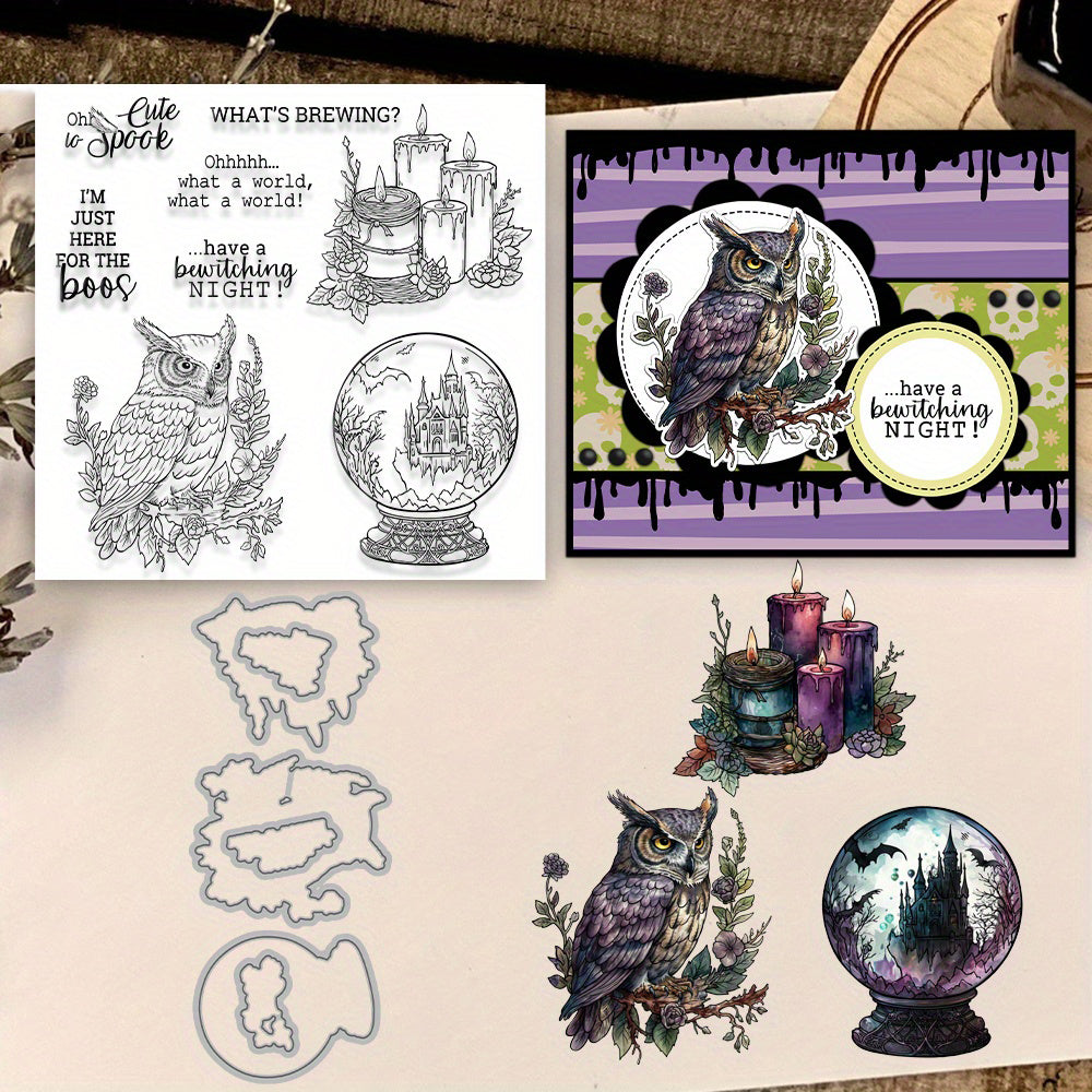 Magic Crystal Ball Owl Dies & Stamps Set