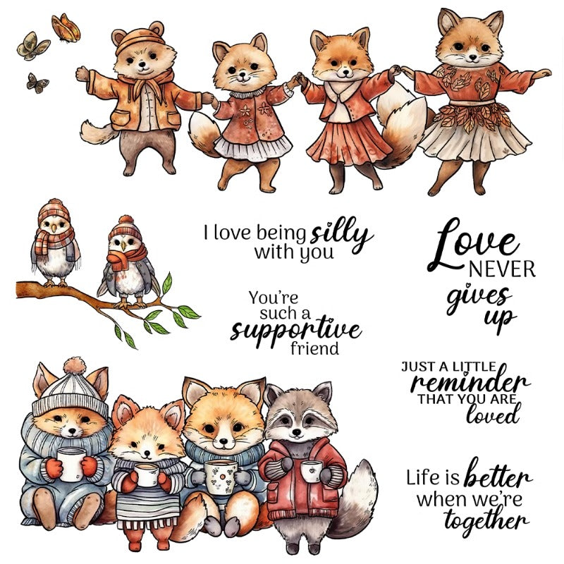 Cute Cartoon Foxs Dies & Stamps Set