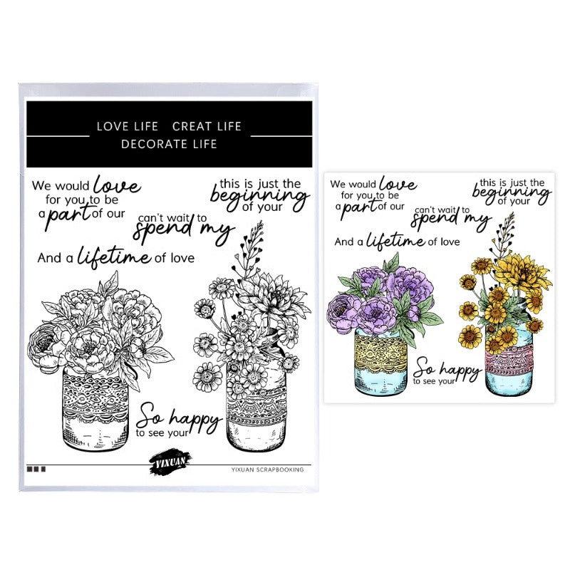 Blooming Flowers In Vase Dies & Stamps Set
