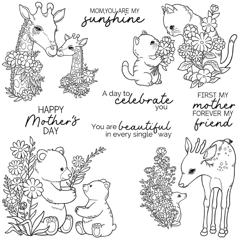 Animals and Flowers Clear Stamps
