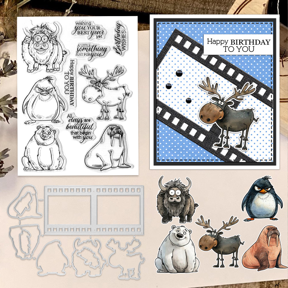 Cute Animals Dies & Stamps Set