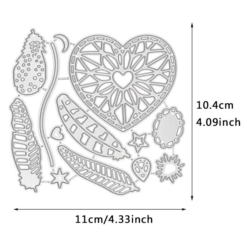 Feather Heart DIY Metal Cutting Dies