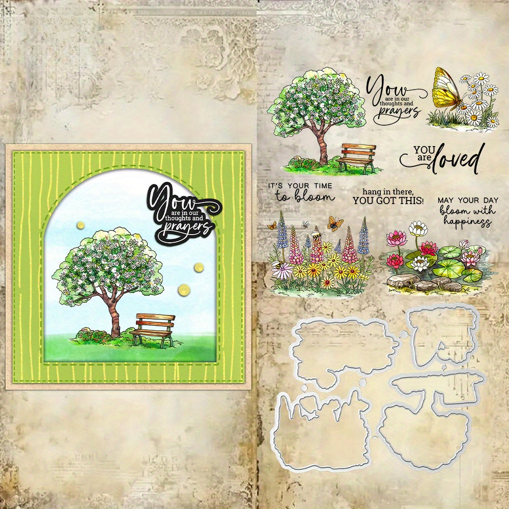 Beautiful Tree & Flower Dies & Stamps Set