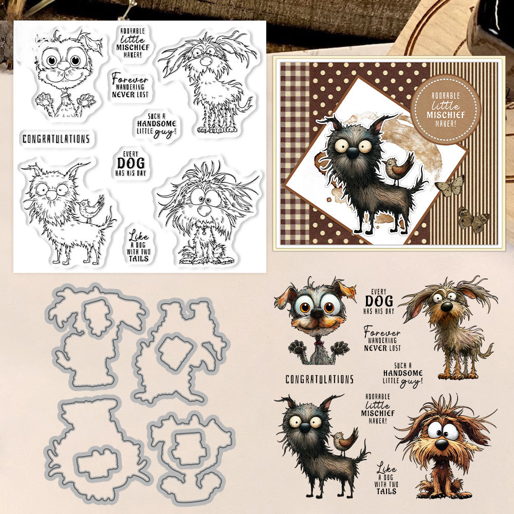 Furry Puppy Dies & Stamps Set