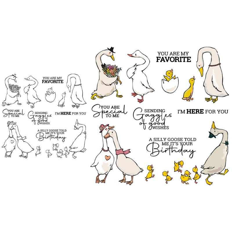 Cute Cartoon Goose & Duck Dies & Stamps Set