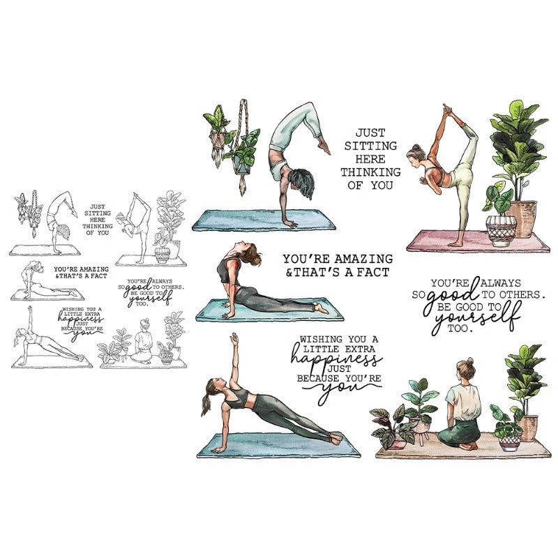 Healthy Sport Yoga Women Dies & Stamps Set