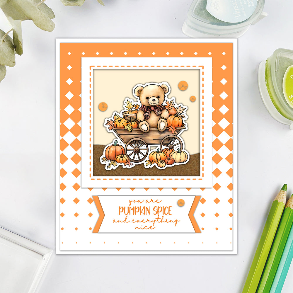 Autumn Harvest Pumpkins and Cute Bears Dies & Stamps Set