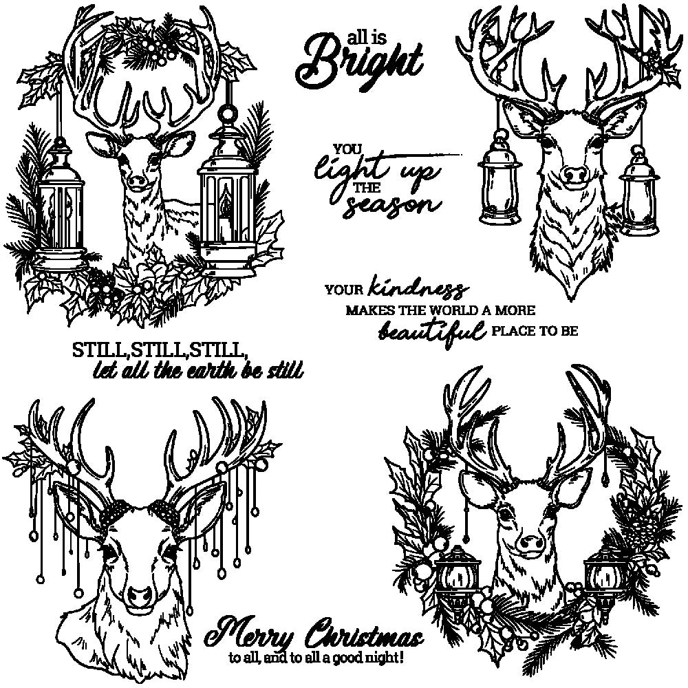 Christmas Reindeer Head Dies & Stamps Set