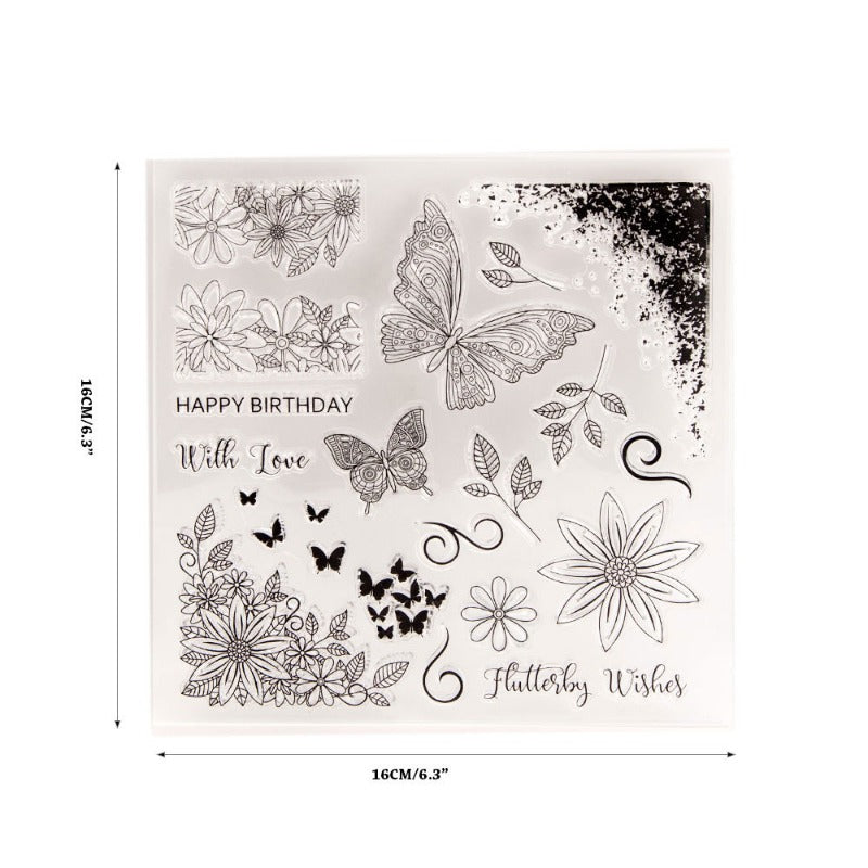 Spring Butterfly Flower Clear Stamps
