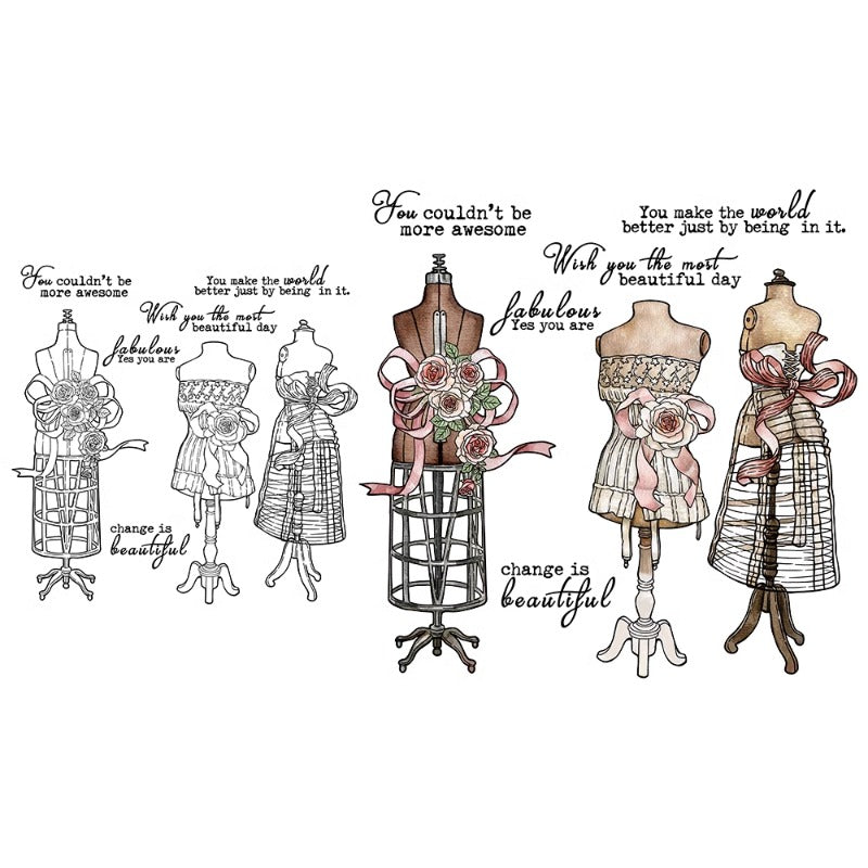 Sewing Dress On Hanger Dies & Stamps Set