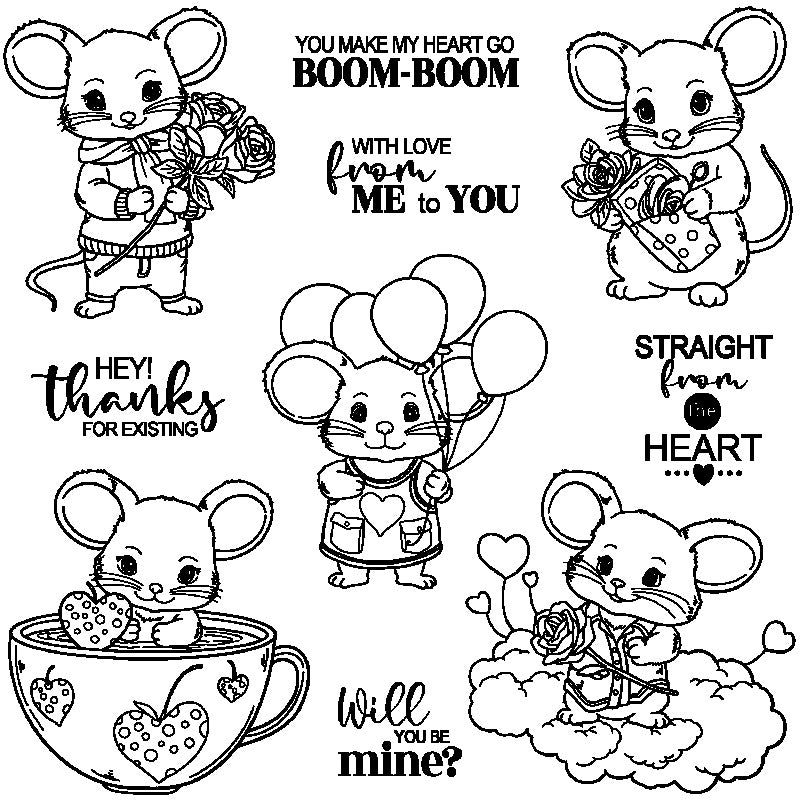 Valentine's Day Cute Mouse Dies & Stamps Set