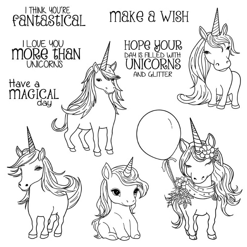 Cartoon Unicorn Dies & Stamps Set