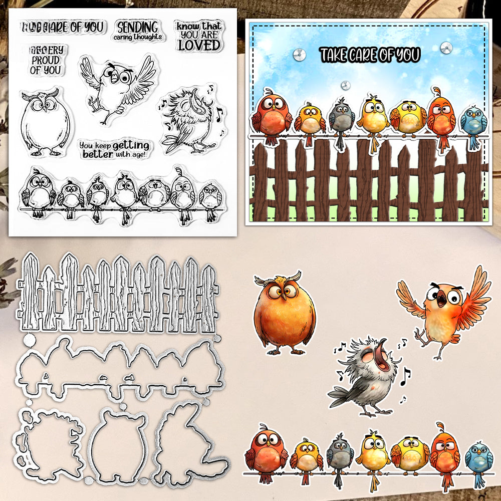 Funny Birds Singing Dies & Stamps Set