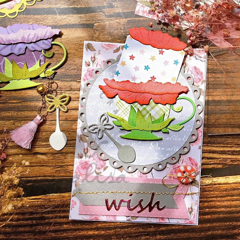 Teacup and Flowers Metal Cutting Dies