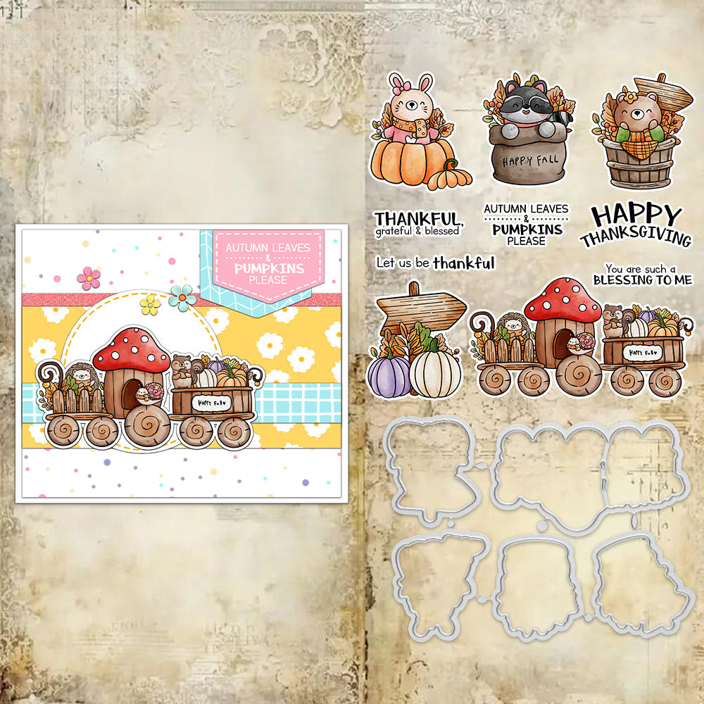 Thanksgiving Animal Train Dies & Stamps Set