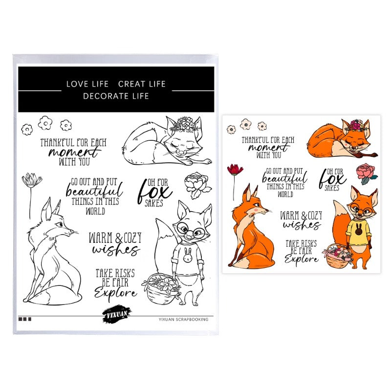 Cute Fox Rose Basket Dies & Stamps Set