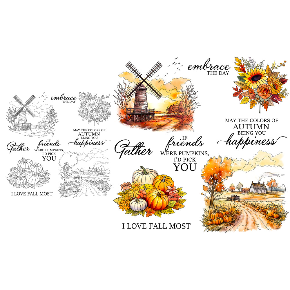 Autumn Pumpkins Windmill Clear Stamps