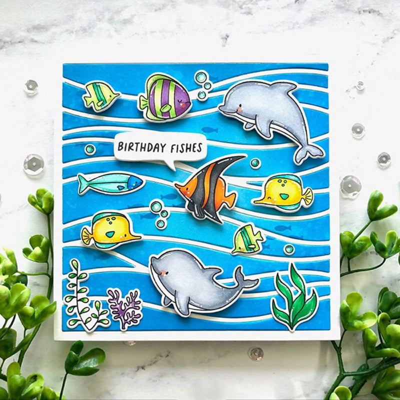 Marine Animals Dies & Stamps Set