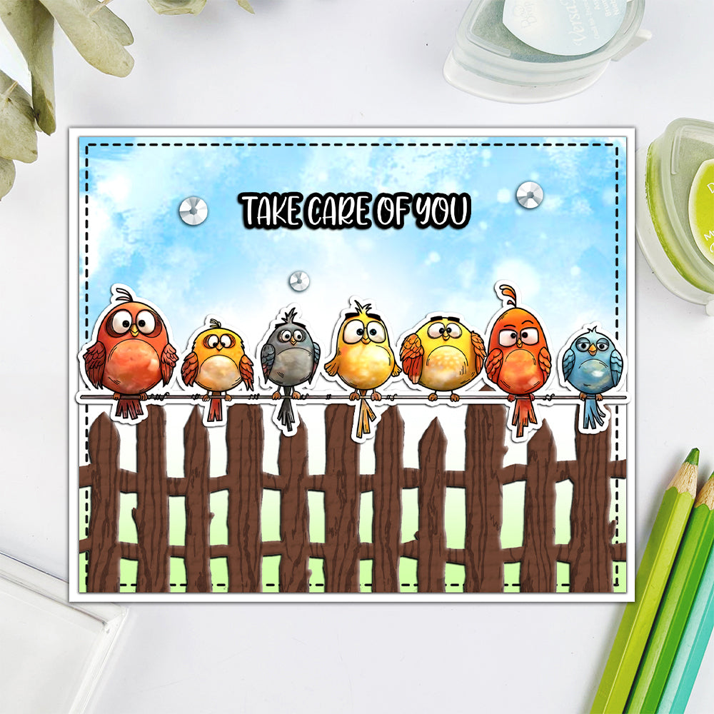 Funny Birds Singing Dies & Stamps Set