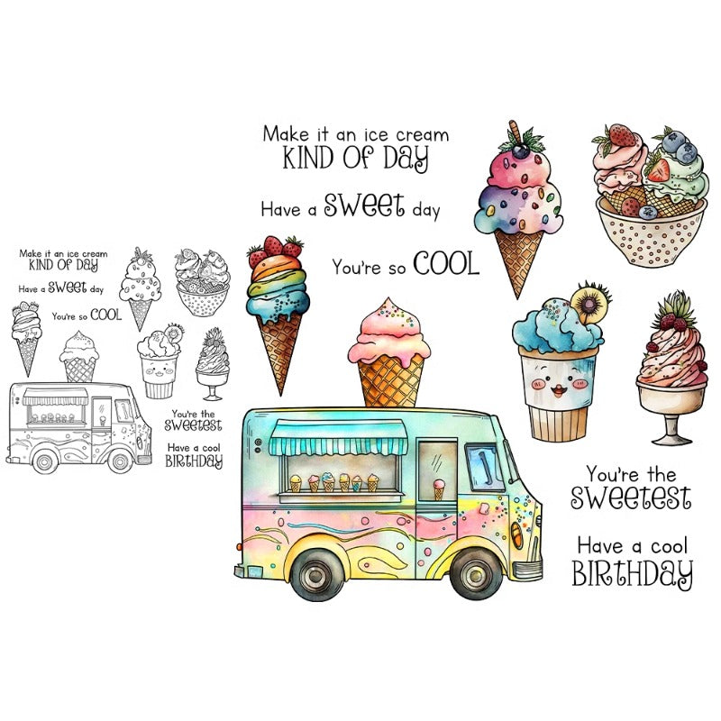 Summer Cool Ice Cream Truck Dies & Stamps Set