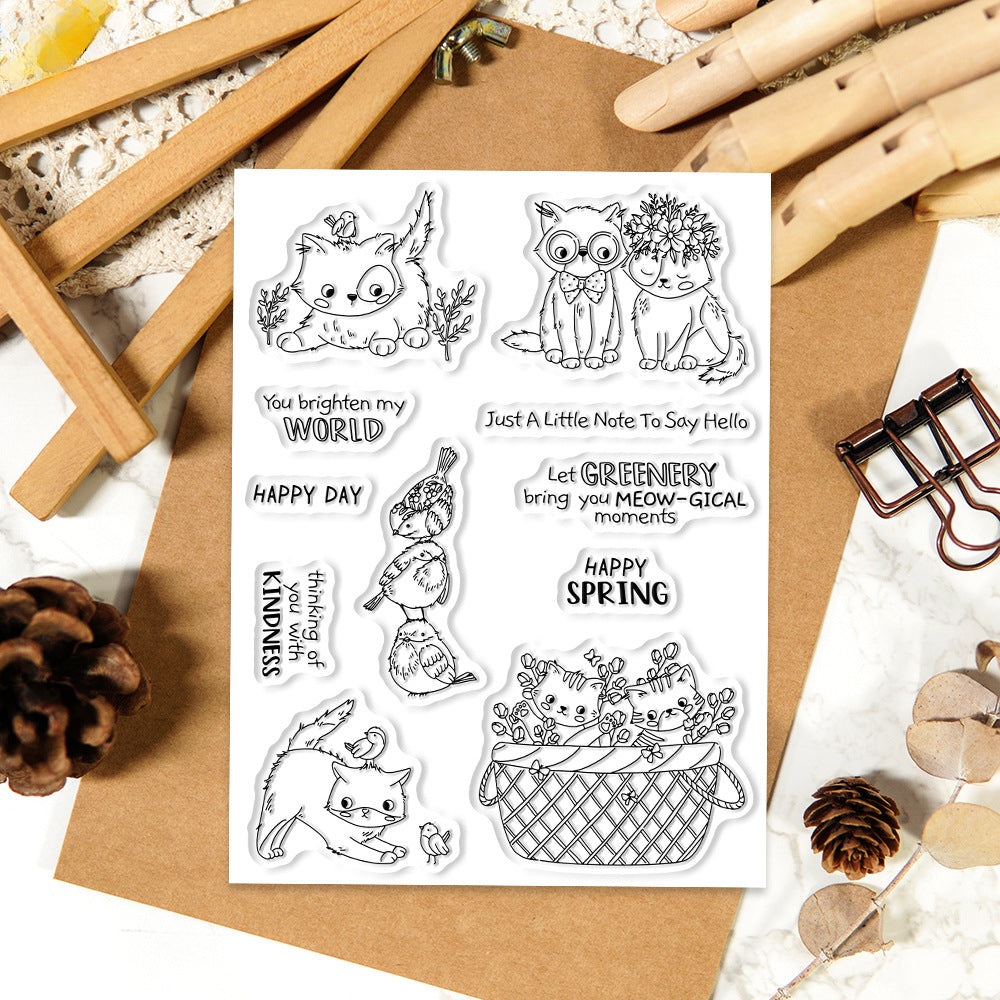 Kitten and Bird Dies & Stamps Set