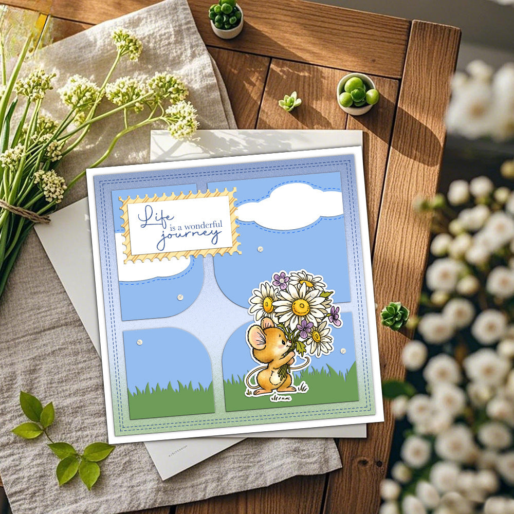 Mouse Flowers Dies & Stamps Set