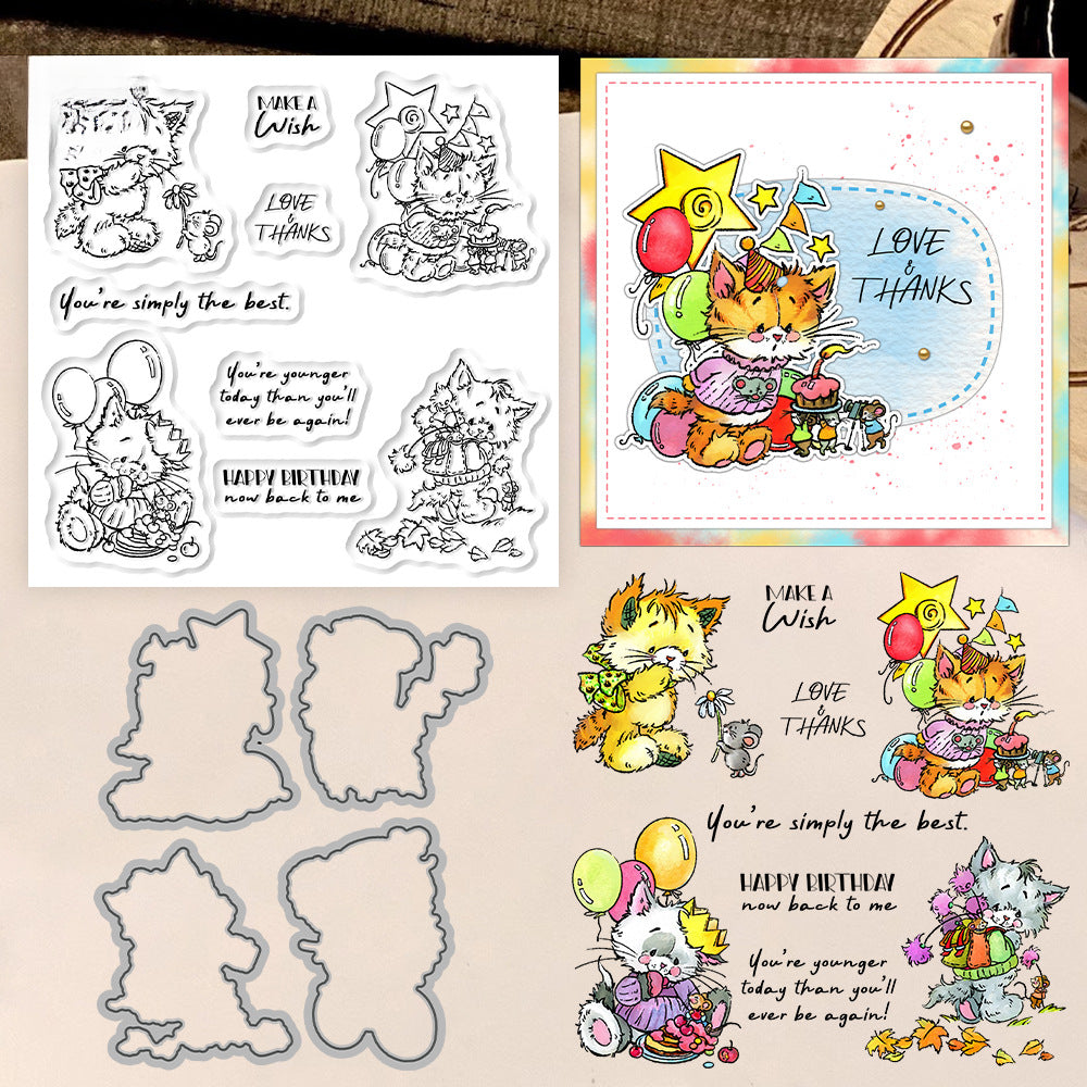 Birthday Cats Dies & Stamps Set