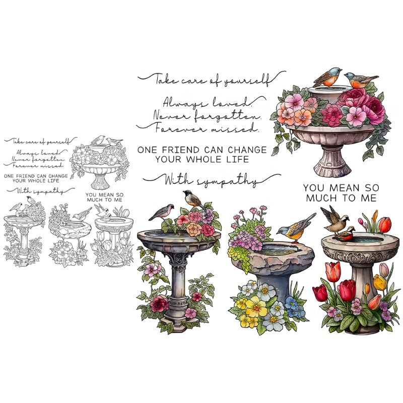 Garden Birds & Flowers Dies & Stamps Set