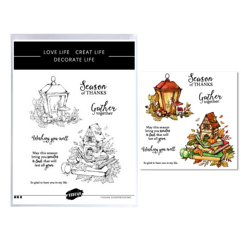 Autumn Leaves House and Lights Dies & Stamps Set