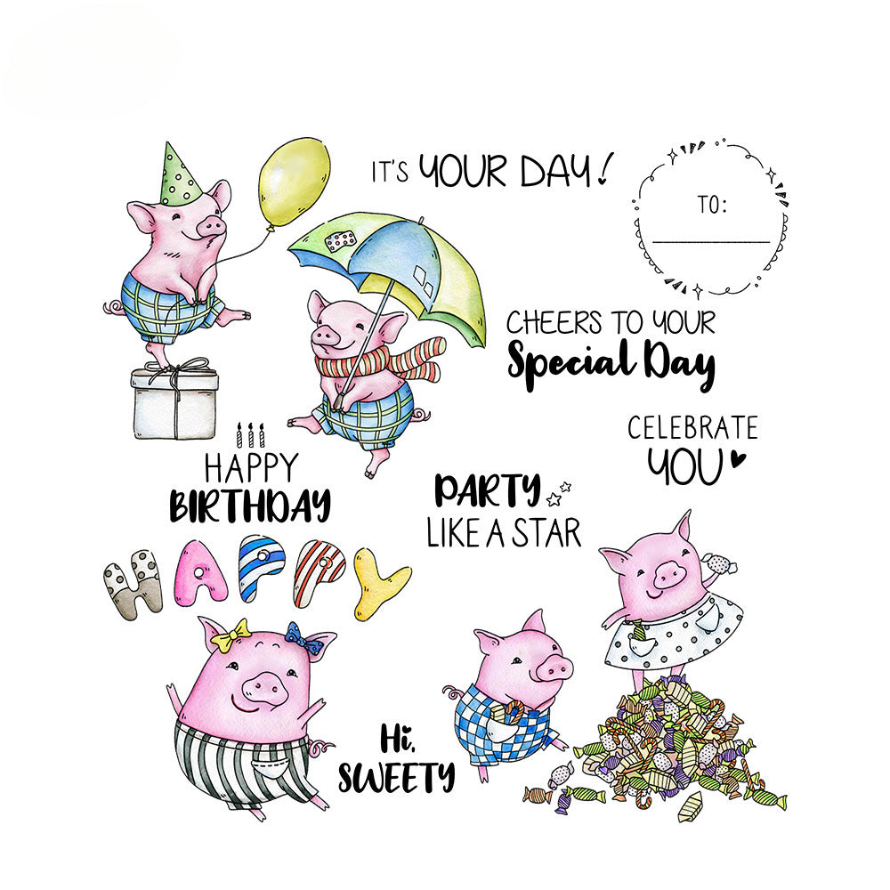 Holiday Greetings Animal Pigs Dies & Stamps Set