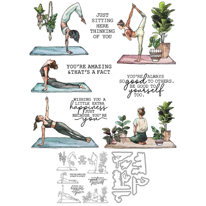 Healthy Sport Yoga Women Dies & Stamps Set