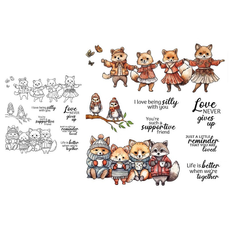 Cute Cartoon Foxs Dies & Stamps Set