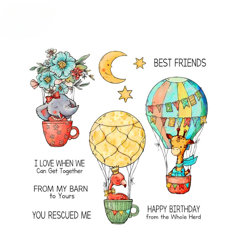 Animals & Hot Air Balloons Dies & Stamps Set