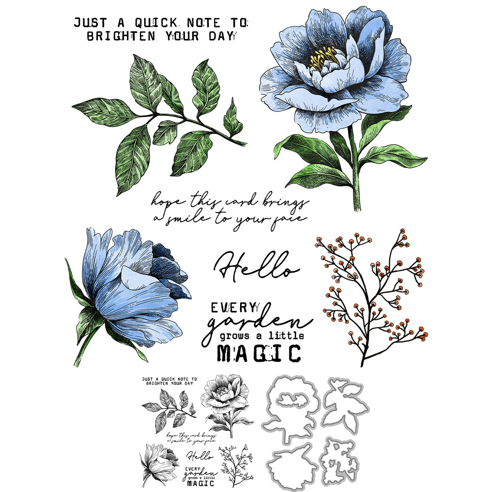 Beautiful Flower Dies & Stamps Set