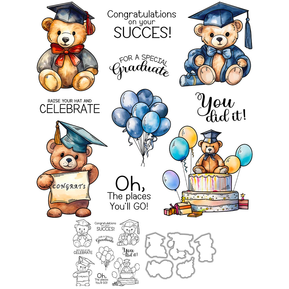 Graduation Season Bear Dies & Stamps Set