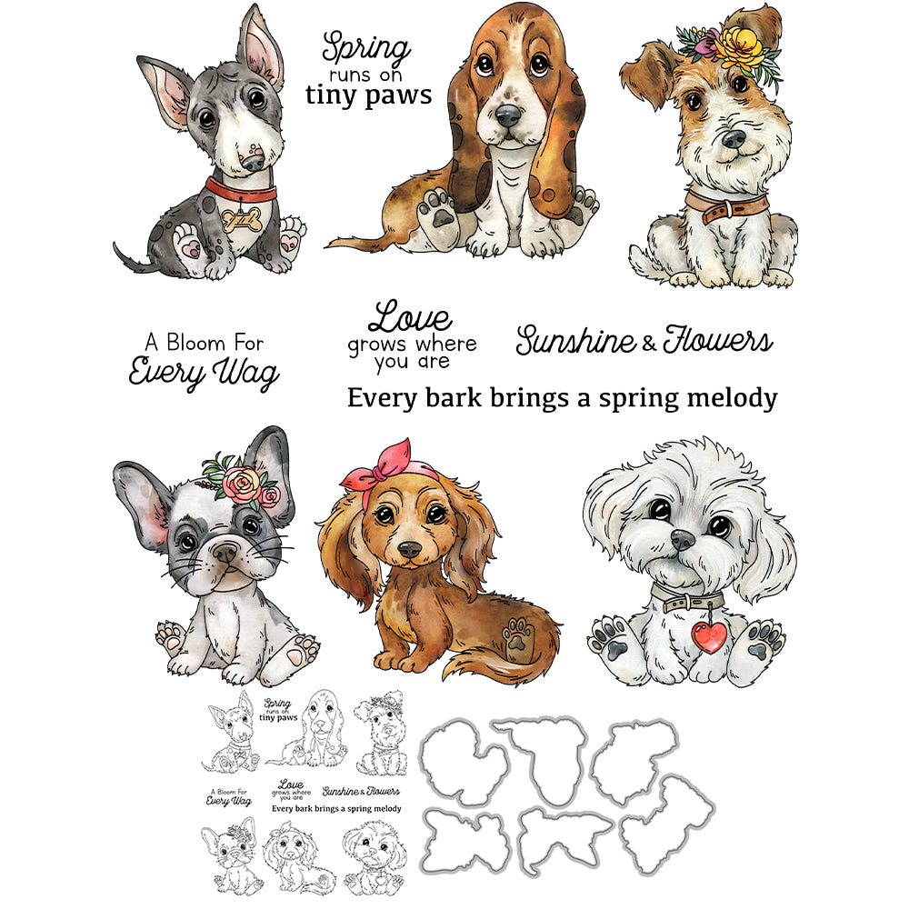 Cute Dogs Dies & Stamps Set