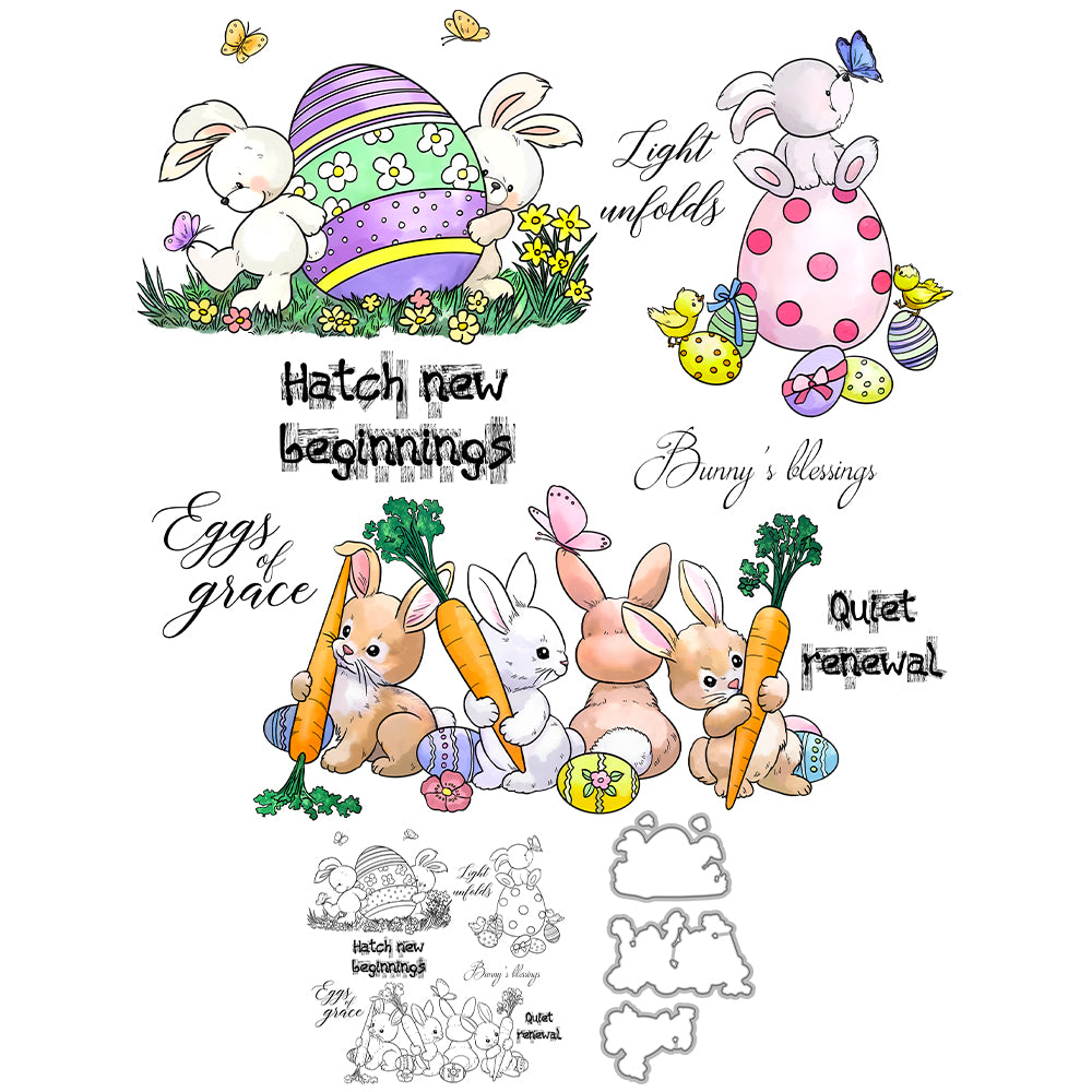 Easter Bunny Eggs Dies & Stamps Set