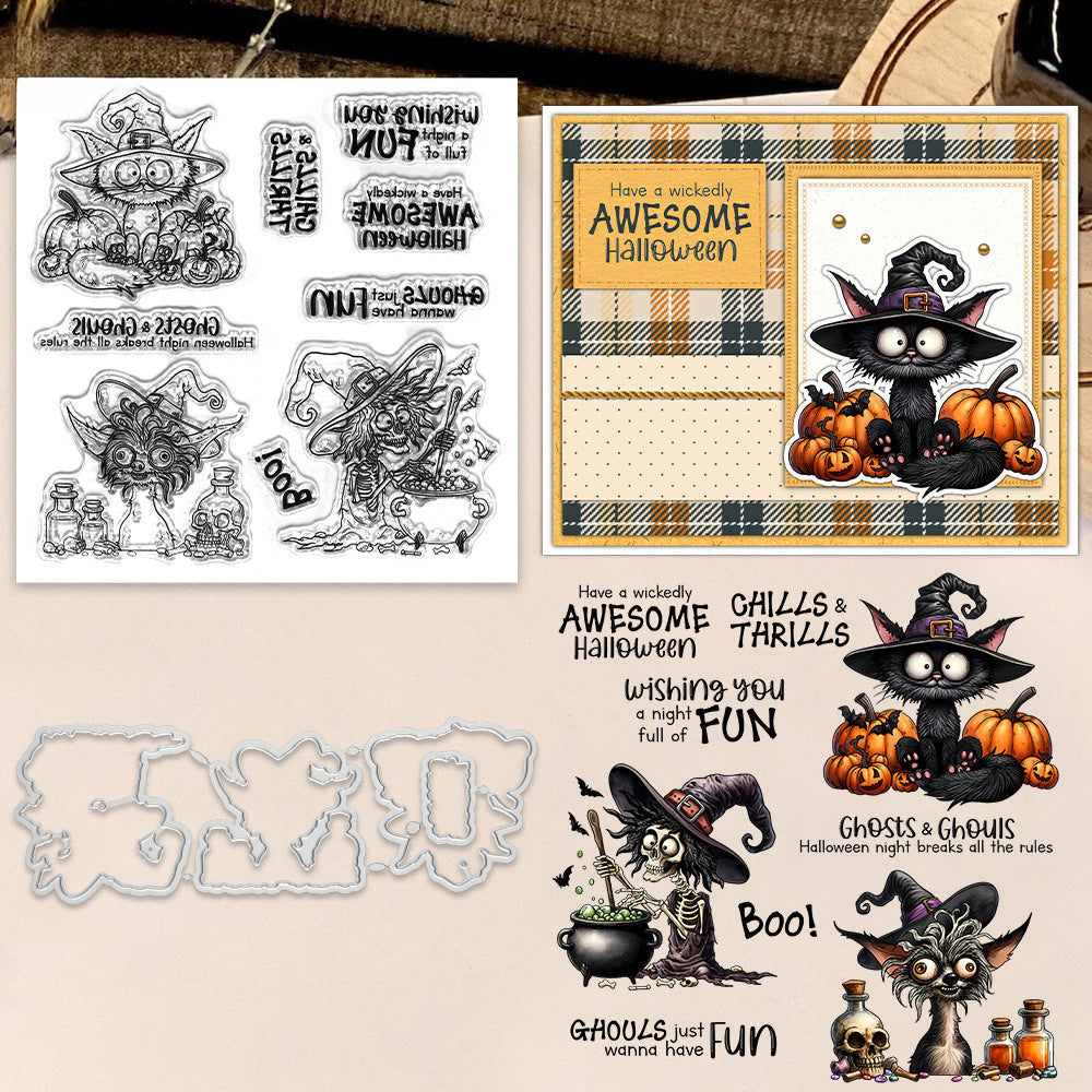 Halloween Animals Kittens Dies & Stamps Set