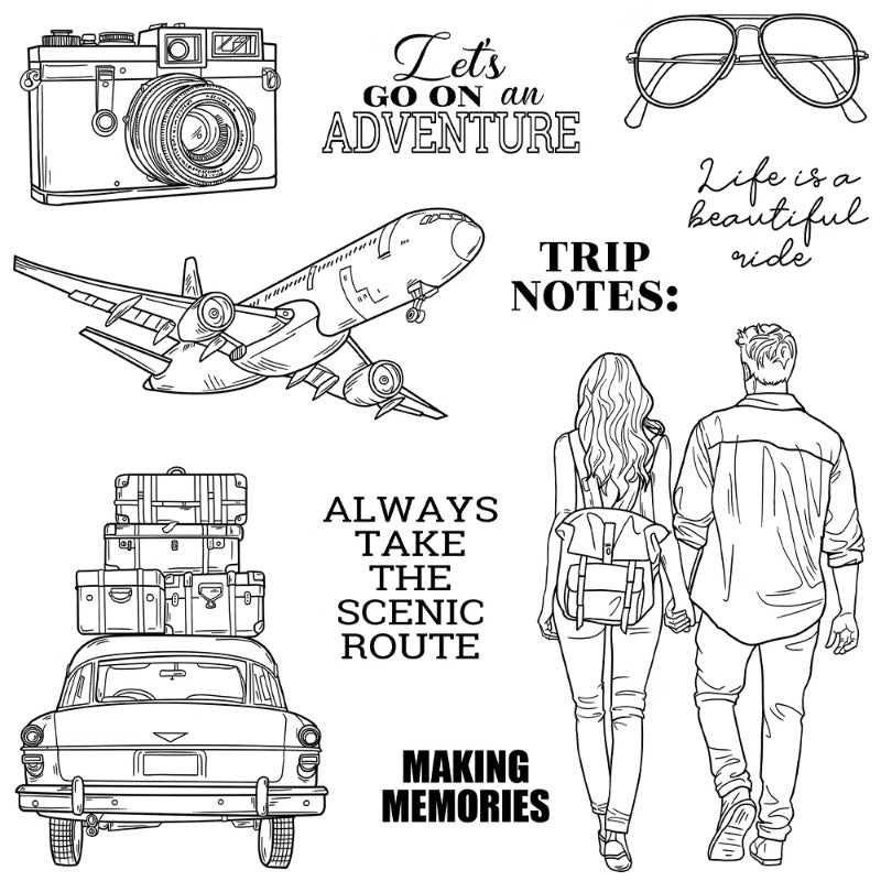 Couple Travel Dies & Stamps Set